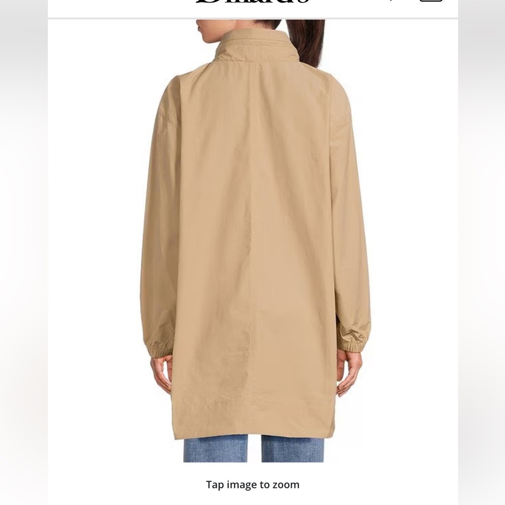 NWT Eileen Fisher Organic Cotton Blend Stand Collar Long Sleeve Hidden Hood coat - Picture 3 of 6